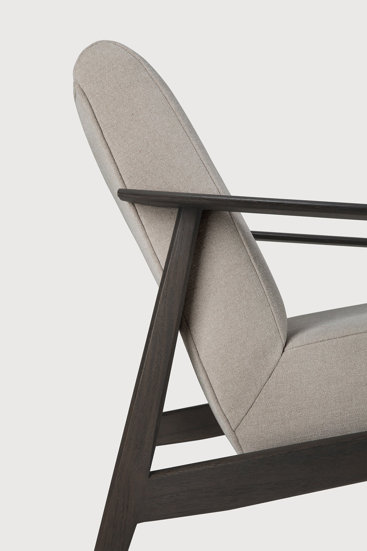 Aspekt lounge chair - varnished teak - dark brown - Warm Ash Eco fabric White Cliff Studio Lounge Chair