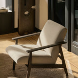 Aspekt lounge chair - varnished teak - dark brown - Warm Ash Eco fabric White Cliff Studio Lounge Chair