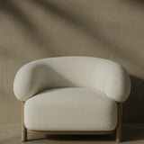 Ava Boucle Accent Chair - Solid Wood Frame Cream Neutral White Cliff Studio Accent Chair
