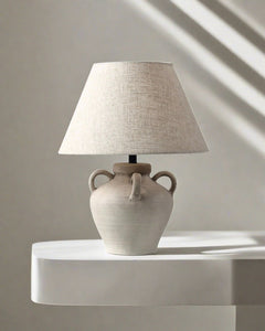 Ava Table Lamp - Cream Vase Design 17.7" Modern Lighting White Cliff Studio Table Lamp