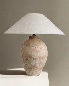Avianna Table Lamp - Textured Tan Ceramic Base 27.5" Modern White Cliff Studio Table Lamp