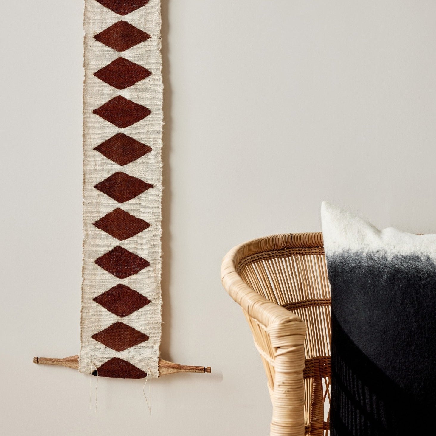 Balance Bogolan Totem in White with Brown Diamonds