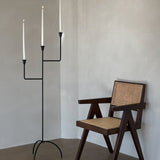 Bardot Hammered Iron Floor Candelabra - 56" Tall Tiered Candleholder