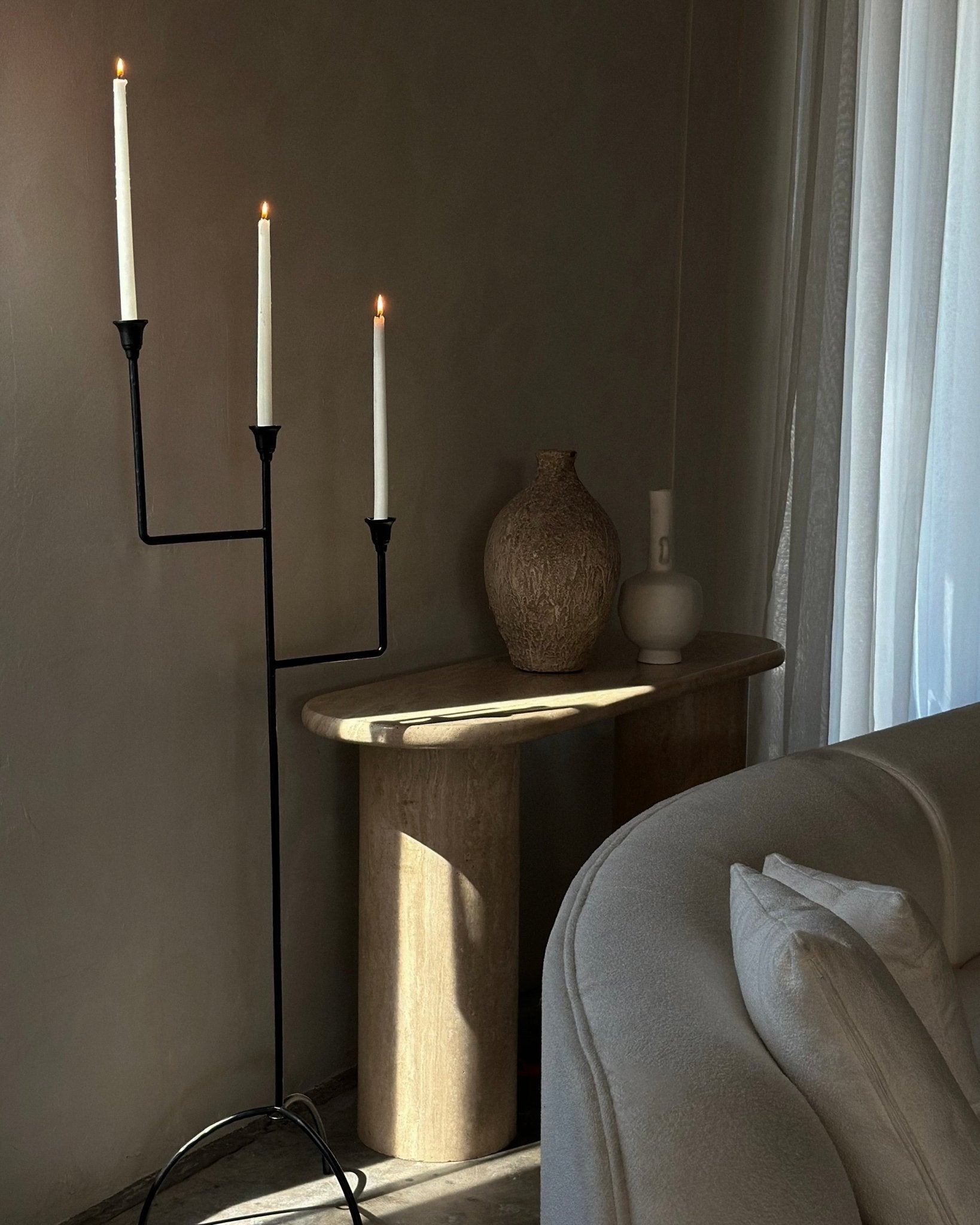 Bardot Hammered Iron Floor Candelabra - 56" Tall Tiered Candleholder