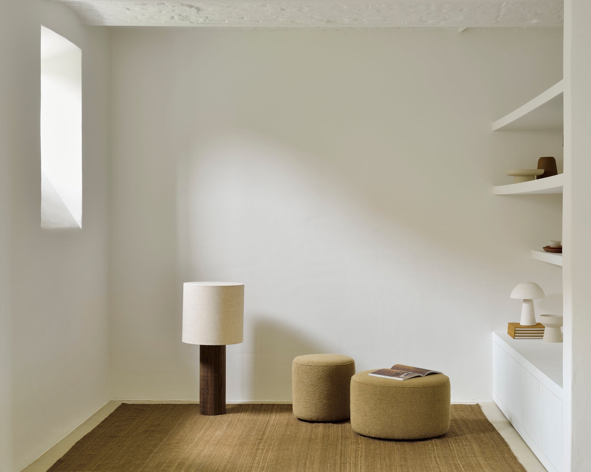 Barrow pouf - Ginger fabric White Cliff Studio Ottoman