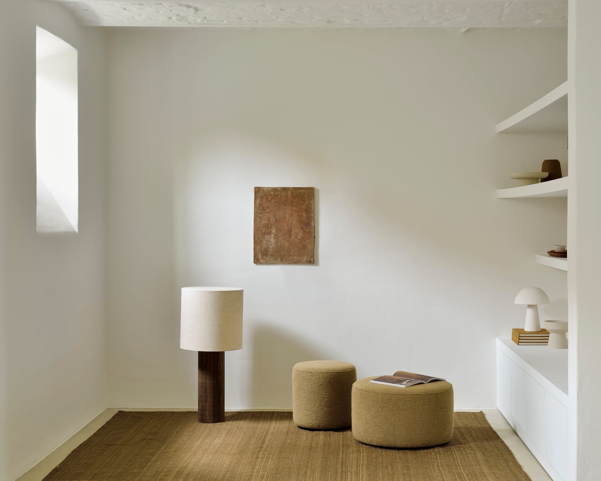 Barrow pouf - Ginger fabric White Cliff Studio Ottoman