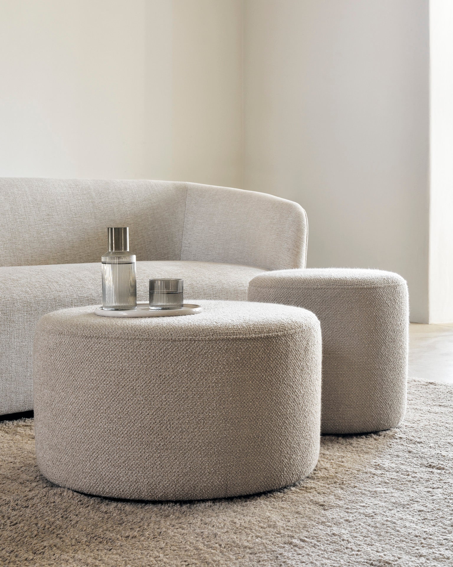 Barrow pouf - Off White fabric White Cliff Studio Ottoman