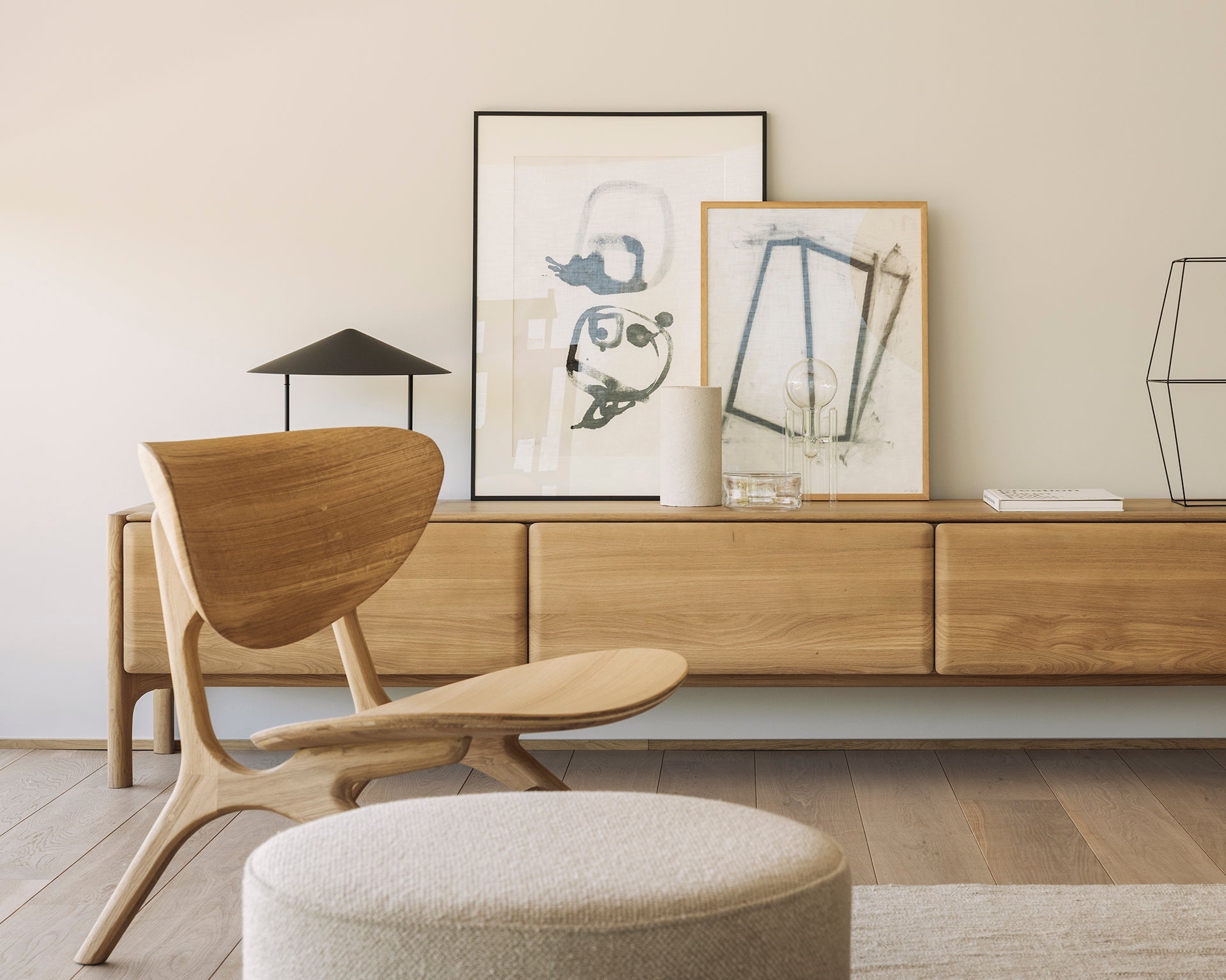 Barrow pouf - Off White fabric White Cliff Studio Ottoman