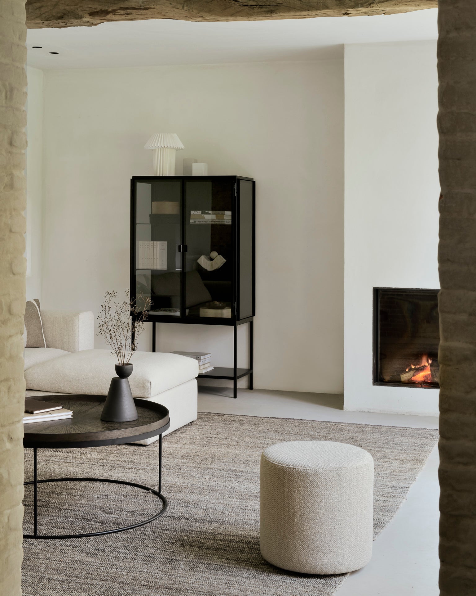 Barrow pouf - Off White fabric White Cliff Studio Ottoman