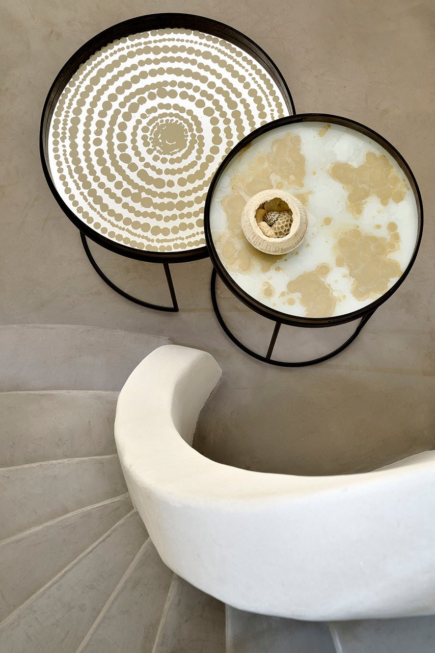 Beads tray - mirror - Gold - round - L White Cliff Studio Trays