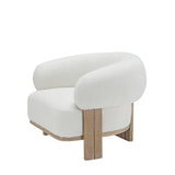 Ava Boucle Accent Chair - Solid Wood Frame Cream Neutral