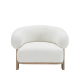 Ava Boucle Accent Chair - Solid Wood Frame Cream Neutral