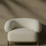 Ava Boucle Accent Chair - Solid Wood Frame Cream Neutral