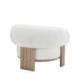 Ava Boucle Accent Chair - Solid Wood Frame Cream Neutral