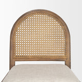 Belle Rounded Caneback Medium Brown Wood W/ Oatmeal Fabric Counter Stool