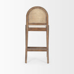 Belle Rounded Caneback Medium Brown Wood W/ Oatmeal Fabric Counter Stool
