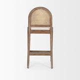 Belle Rounded Caneback Medium Brown Wood W/ Oatmeal Fabric Counter Stool