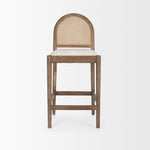 Belle Rounded Caneback Medium Brown Wood W/ Oatmeal Fabric Counter Stool