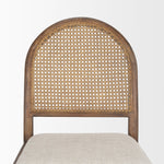 Belle Rounded Caneback Medium Brown Wood W/ Oatmeal Fabric Dining Chair