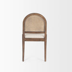 Belle Rounded Caneback Medium Brown Wood W/ Oatmeal Fabric Dining Chair