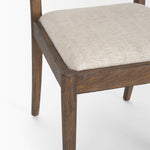 Belle Rounded Caneback Medium Brown Wood W/ Oatmeal Fabric Dining Chair