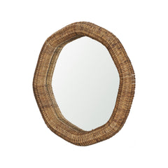 Bertha Woven Mirror Small White Cliff Studio Round and Oval Mirrors