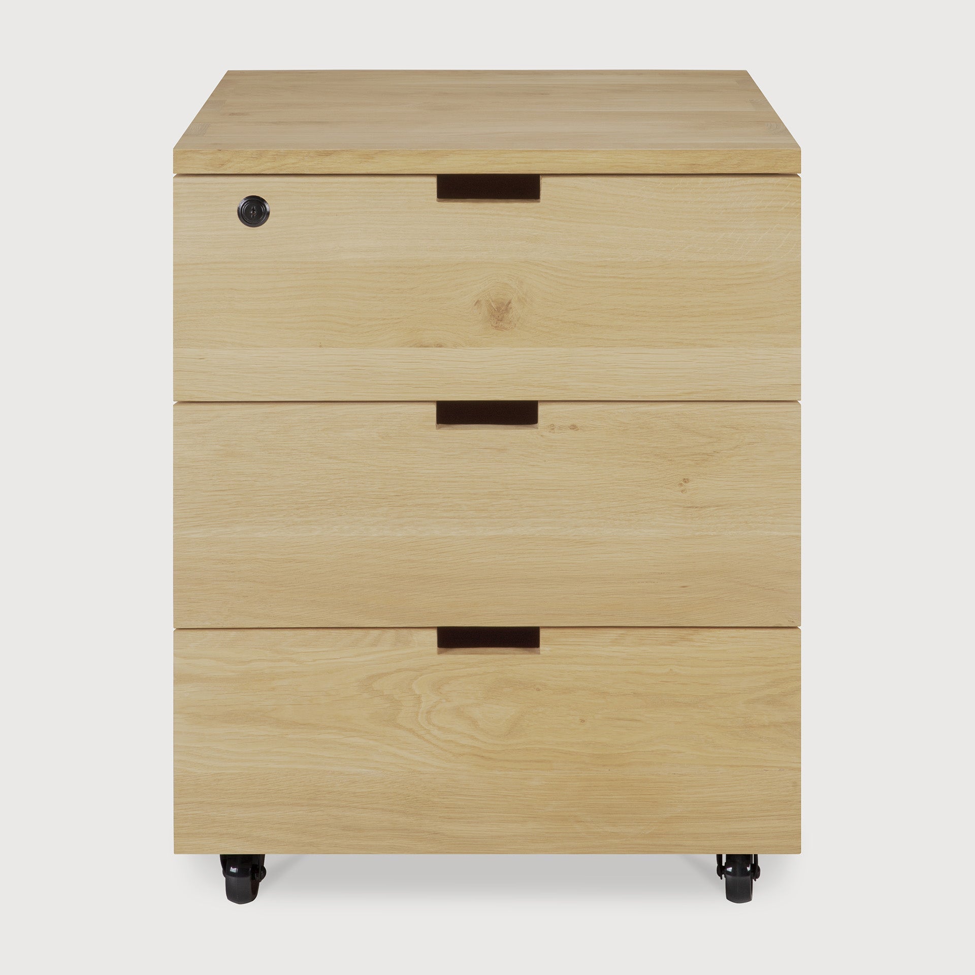 Billy drawer unit - oak - 3 drawers - with keylock White Cliff Studio Office Storage Drawers