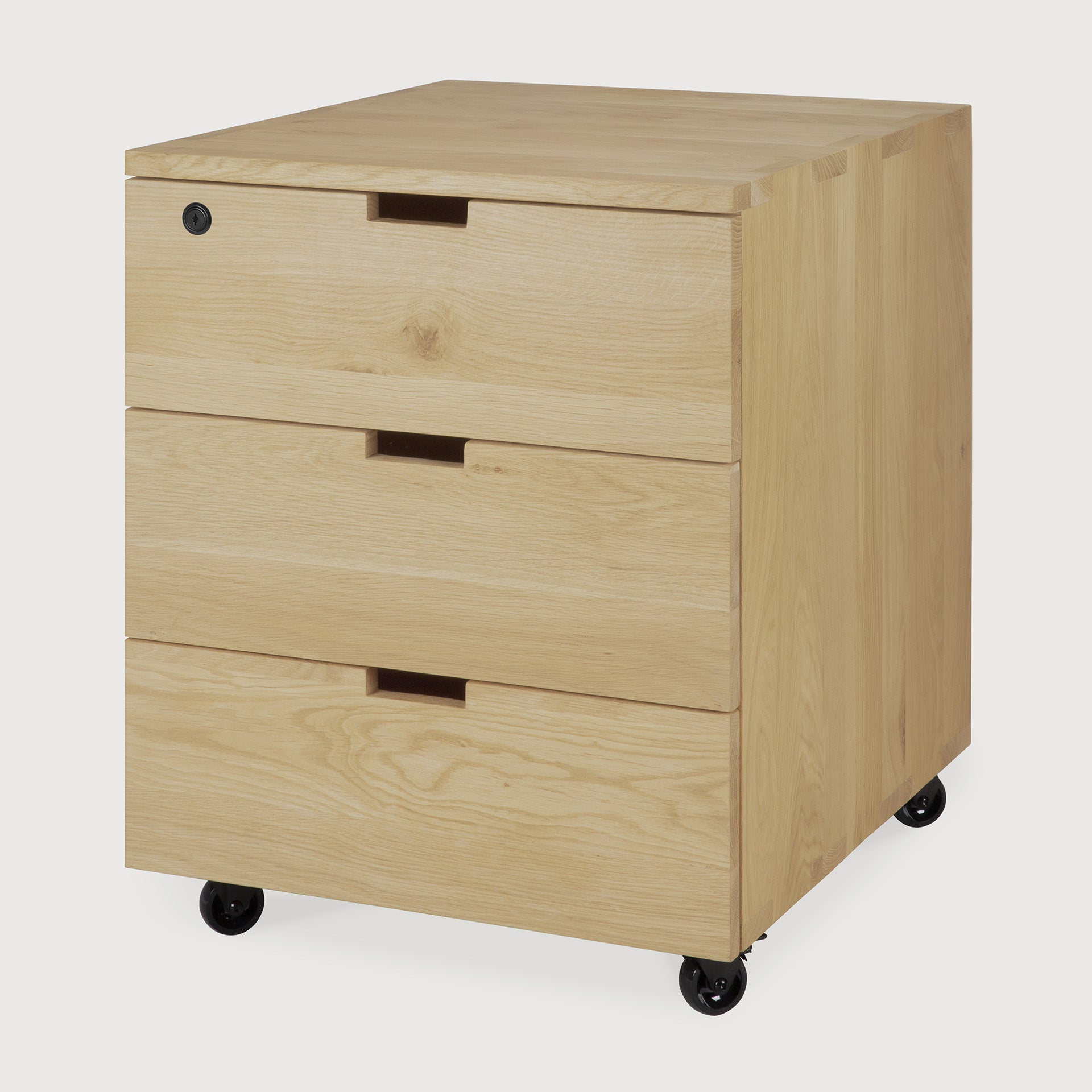 Billy drawer unit - oak - 3 drawers - with keylock White Cliff Studio Office Storage Drawers