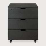 Billy drawer unit - varnished oak - black - 3 drawers - with keylock White Cliff Studio Office Storage Drawers