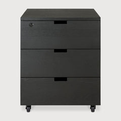Billy drawer unit - varnished oak - black - 3 drawers - with keylock White Cliff Studio Office Storage Drawers
