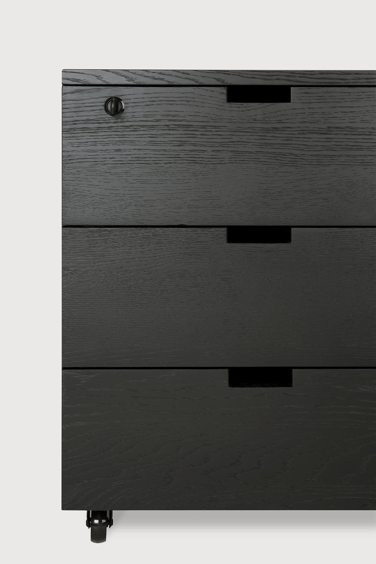 Billy drawer unit - varnished oak - black - 3 drawers - with keylock White Cliff Studio Office Storage Drawers