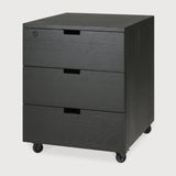 Billy drawer unit - varnished oak - black - 3 drawers - with keylock White Cliff Studio Office Storage Drawers