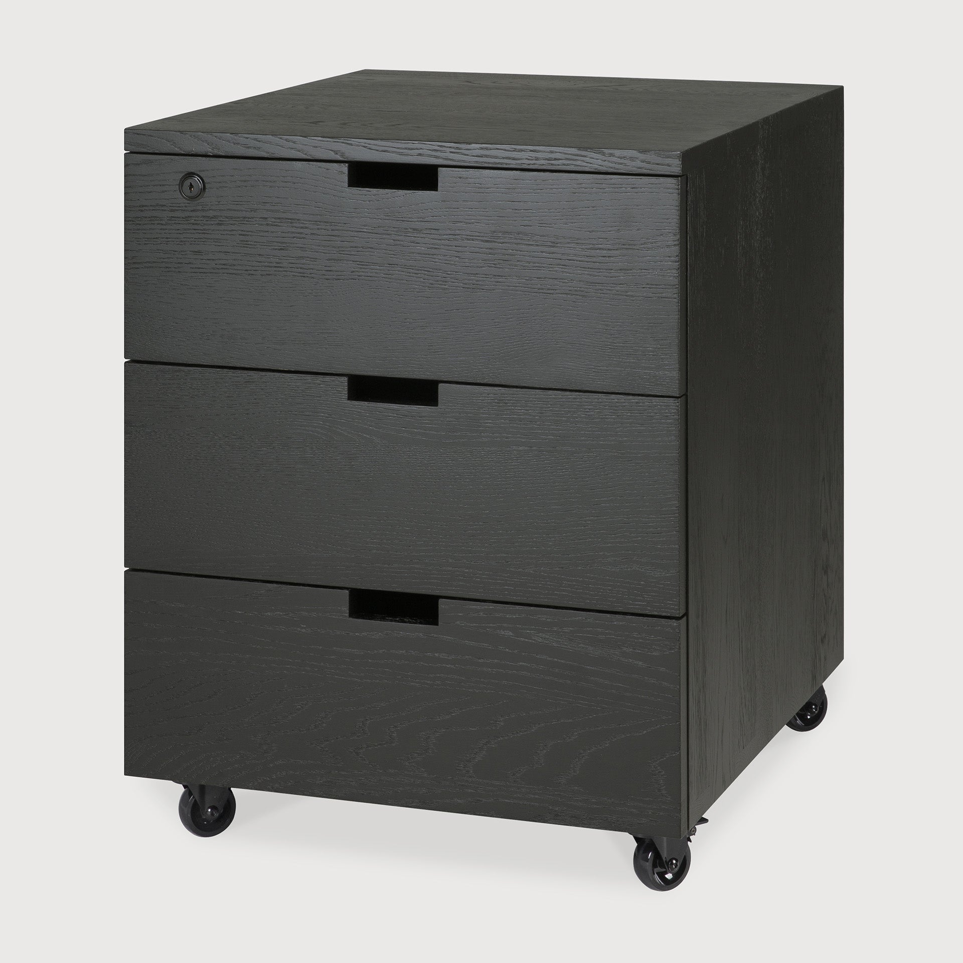 Billy drawer unit - varnished oak - black - 3 drawers - with keylock White Cliff Studio Office Storage Drawers
