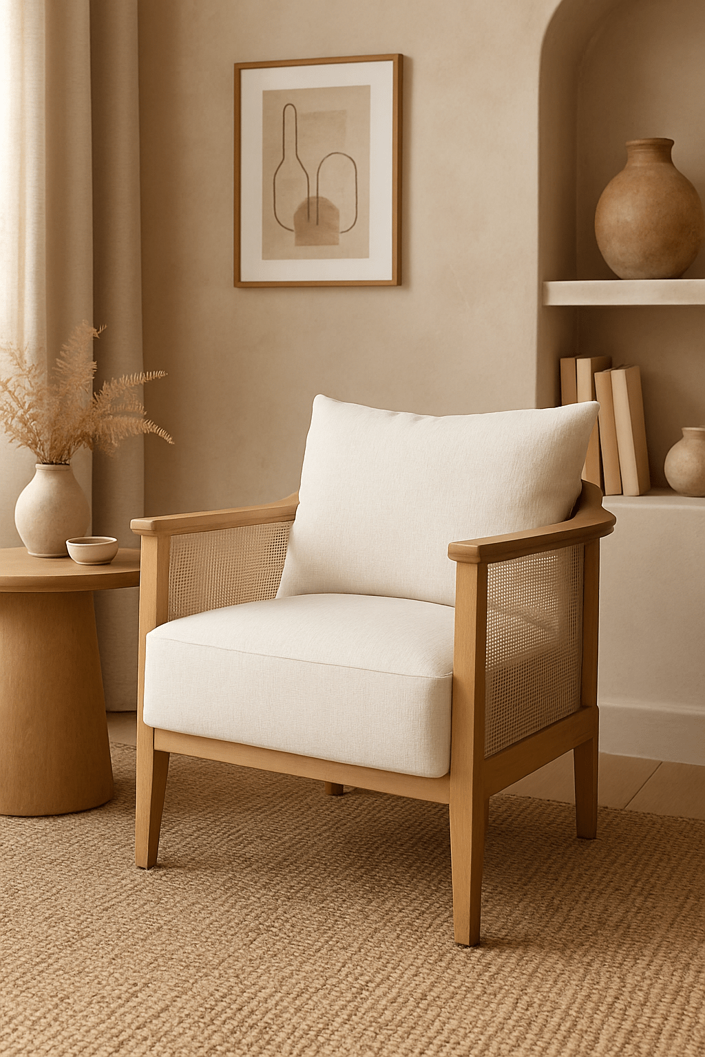 Bina Rattan Accent Chair White Cliff Studio Lounge Chair