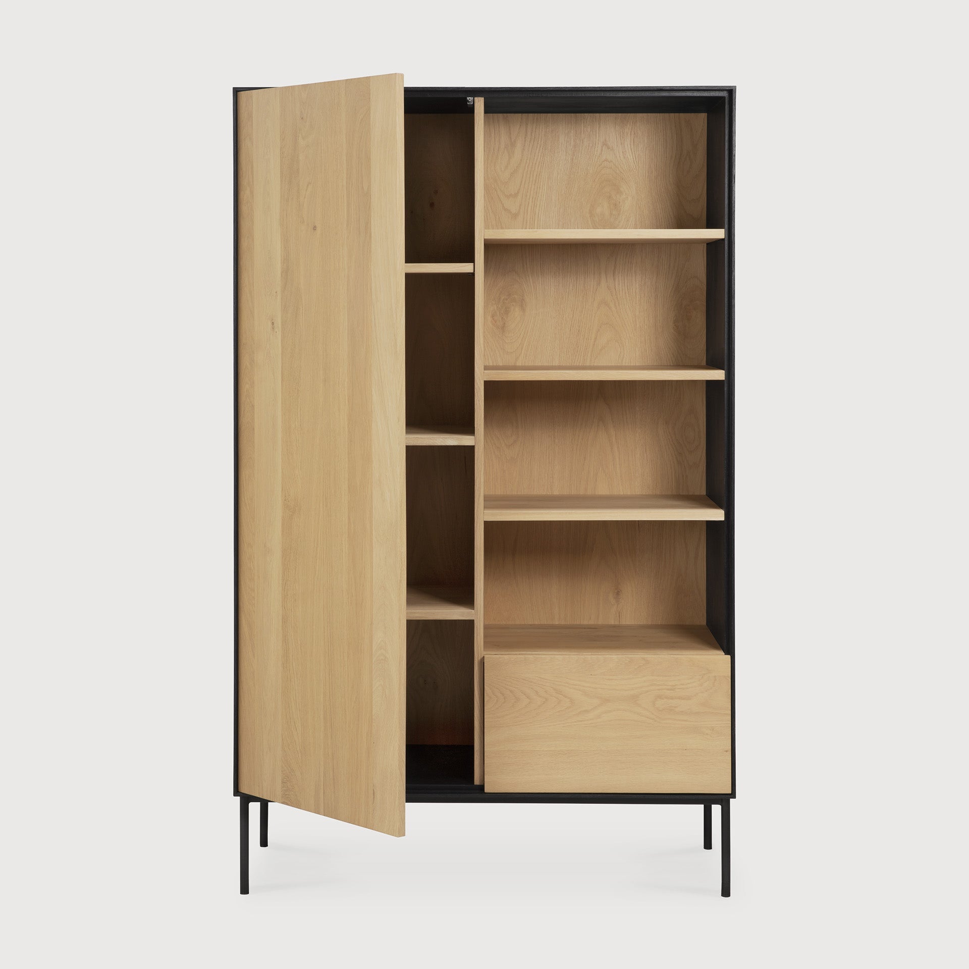 Blackbird cupboard - varnished oak - 1 door - 1 drawer White Cliff Studio Cab inet