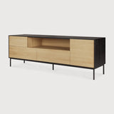 Blackbird TV cupboard - varnished oak - 1 door - 1 flip - down door - 2 drawers White Cliff Studio Media Console