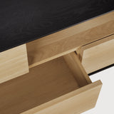 Blackbird TV cupboard - varnished oak - 1 door - 1 flip - down door - 2 drawers White Cliff Studio Media Console