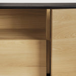 Blackbird TV cupboard - varnished oak - 1 door - 1 flip - down door - 2 drawers White Cliff Studio Media Console