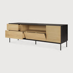 Blackbird TV cupboard - varnished oak - 1 door - 1 flip - down door - 2 drawers White Cliff Studio Media Console