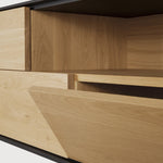 Blackbird TV cupboard - varnished oak - 1 door - 1 flip - down door - 2 drawers White Cliff Studio Media Console