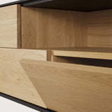 Blackbird TV cupboard - varnished oak - 1 door - 1 flip - down door - 2 drawers White Cliff Studio Media Console