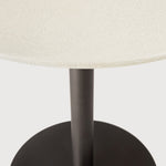 Blend dining table - varnished Microcement top - Off White - Dark Bronze base - round White Cliff Studio Dining Table