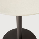 Blend dining table - varnished Microcement top - Off White - Dark Bronze base - round White Cliff Studio Dining Table