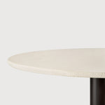 Blend dining table - varnished Microcement top - Off White - Dark Bronze base - round White Cliff Studio Dining Table