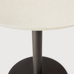 Blend dining table - varnished Microcement top - Off White - Dark Bronze base - round White Cliff Studio Dining Table