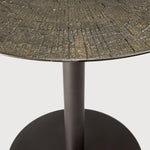 Blend dining table - varnished Minerals top - Ray Whisky - Dark Bronze base - round White Cliff Studio Dining Table
