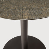 Blend dining table - varnished Minerals top - Ray Whisky - Dark Bronze base - round White Cliff Studio Dining Table