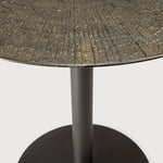 Blend dining table - varnished Minerals top - Ray Whisky - Dark Bronze base - round White Cliff Studio Dining Table