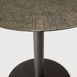 Blend dining table - varnished Minerals top - Ray Whisky - Dark Bronze base - round White Cliff Studio Dining Table