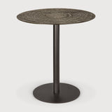 Blend dining table - varnished Minerals top - Ray Whisky - Dark Bronze base - round White Cliff Studio Dining Table